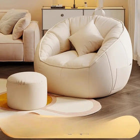 Modern Bean Bag Sofa Chair – Pure Cotton & Linen Puff Seat for Living Room